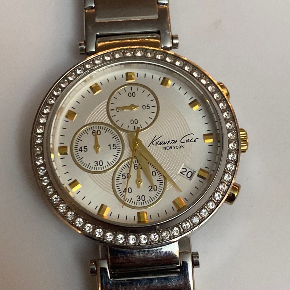 Kenneth Cole New York Silver and Gold Crystal-Accent Women’s Watch